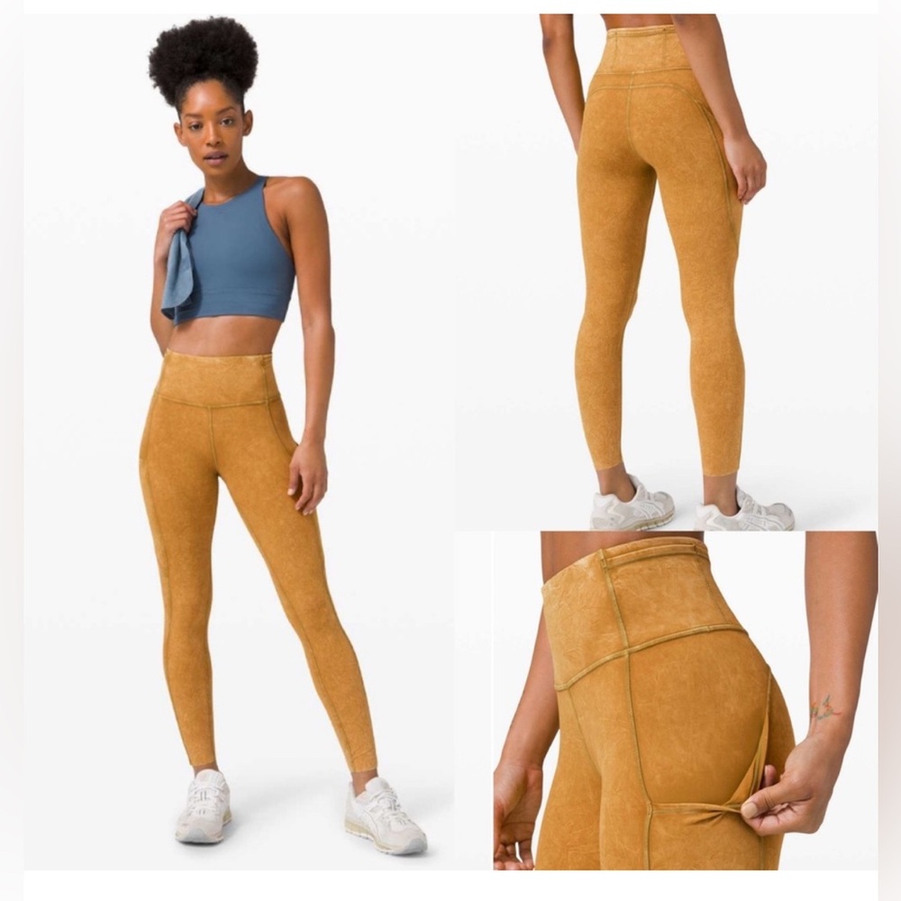 Worn once Lululemon Fast Free HR 25'' ICWO Ice Wash Spiced Bronze Size 6